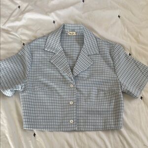 Brandy Melville Blue Plaid Crop Top